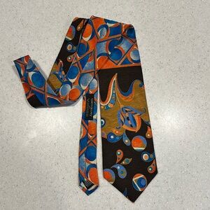 Vintage SERICA for Jacobson’s Men’s Pure Silk Tie Made in USA. Orange Blue Brown